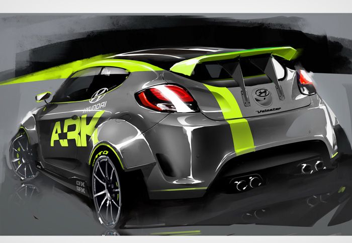 Οι 210 ίπποι, το εντυπωσιακό body kit και οι αλλαγές στην ανάρτηση και στα φρένα, σκιαγραφούν το Veloster της ARK.